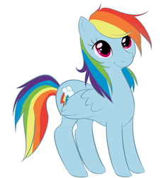 Size: 954x1034 | Tagged: safe, artist:scott, rainbow dash, pegasus, pony, g4, female, folded wings, mare, simple background, smiling, solo, white background, wings