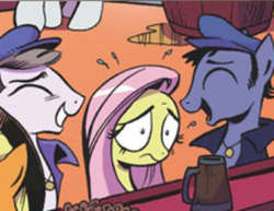 Size: 305x235 | Tagged: safe, fluttershy, g4, idw, spoiler:comicm03, comic, sailor, saturday night live, two wild and crazy guys