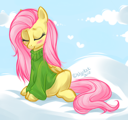 Size: 824x776 | Tagged: source needed, safe, artist:nycket, fluttershy, g4, blushing, bottomless, clothes, cloud, cloudy, partial nudity, pregnant, sweater, sweatershy