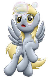 Size: 650x1000 | Tagged: safe, artist:mekamaned, derpy hooves, pegasus, pony, g4, bubble, female, mare, solo