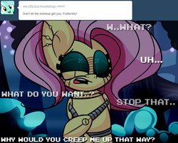 Size: 847x681 | Tagged: safe, artist:extradan, fluttershy, pony, robot, robot pony, g4, confused, dialogue, female, flutterbot, solo