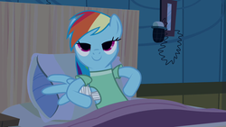 Size: 1280x720 | Tagged: safe, screencap, rainbow dash, pony, g4, read it and weep, female, lidded eyes, solo