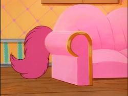 Size: 640x480 | Tagged: safe, screencap, sweet stuff, twinkle eyed pony, g1, couch, hiding, tail