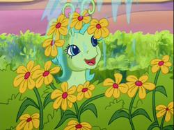 Size: 640x480 | Tagged: safe, screencap, breezie, g3, the princess promenade, background pony, cherry flight, cute, female, flower, friendship and flowers, g3 cherrybetes, garden, mare, open mouth, open smile, smiling, song, water, watering