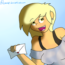 Size: 1024x1024 | Tagged: safe, artist:rezzap, derpy hooves, human, g4, 30 minute art challenge, humanized, letter