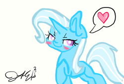 Size: 965x657 | Tagged: safe, artist:melon81, trixie, g4, blushing, heart