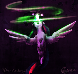 Size: 1000x948 | Tagged: safe, artist:aeritus, twilight sparkle, alicorn, pony, g4, 30 minute art challenge, corrupted, corrupted twilight sparkle, corruption of magic, crying, dark magic, dark twilight, dark twilight sparkle, darklight, darklight sparkle, female, glowing eyes, glowing horn, horn, magic, mare, possessed, shading, solo, sombra eyes, spread wings, tears of pain, twilight sparkle (alicorn), wings