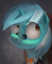 Size: 4685x5784 | Tagged: safe, artist:somepony77212, lyra heartstrings, pony, unicorn, g4, absurd resolution, bowtie, clothes, female, glasses, portrait, raised eyebrow, solo, suit