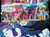 Size: 1041x778 | Tagged: source needed, safe, idw, official comic, applejack, maybelle, pinkie pie, rainbow dash, rarity, twilight sparkle, alicorn, earth pony, pegasus, pony, unicorn, friendship is magic #5, g4, official, spoiler:comic, 20% cooler, bed, clothes, comic, crossover, dream, dreams, eyes closed, female, floppy ears, frown, gravity falls, grin, looking back, mabel pines, male, mare, nightmare rarity (arc), on back, open mouth, raised hoof, saddle bag, sleeping, smiling, species swap, starry eyes, sweat, sweater, turtleneck, wide eyes, wingding eyes