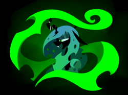 Size: 1150x857 | Tagged: safe, artist:underpable, queen chrysalis, changeling, changeling queen, g4, bust, fangs, female, portrait, solo