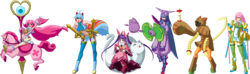 Size: 1440x427 | Tagged: safe, applejack, fluttershy, pinkie pie, rainbow dash, rarity, twilight sparkle, g4, blazblue, makoto nanaya, noel vermillion, platinum the trinity, rachel alucard, skins, taokaka, tsubaki yayoi