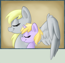 Size: 1051x1019 | Tagged: safe, artist:khiroptera, derpy hooves, dinky hooves, pegasus, pony, g4, equestria's best mother, female, mare, wings