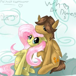 Size: 2000x2000 | Tagged: safe, artist:shippinghadre, fluttershy, hoops, g4, duo, female, hoopshy, male, shipping, straight