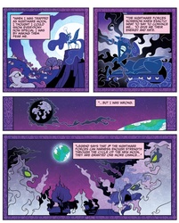 Size: 975x1210 | Tagged: safe, artist:amy mebberson, idw, nightmare moon, nightmare forces, g4, spoiler:comic, spoiler:comic05, comic, legend, moon, nightmare creature, nightmare dreamscape, nightmare rarity (arc), unnamed character, unnamed nightmare forces