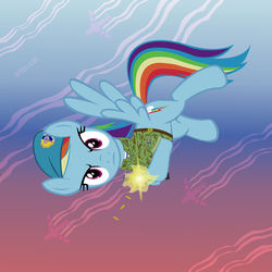 Size: 3000x3000 | Tagged: safe, artist:gennadykalugina, rainbow dash, g4, gun, military, paratrooper, shooting, solo, who needs trigger fingers