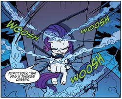 Size: 630x509 | Tagged: safe, idw, official comic, nightmare rarity, rarity, g4, spoiler:comic, spoiler:comic05, bondage, moon, nightmare dreamscape, nightmare rarity (arc), unsexy bondage