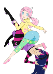 Size: 608x836 | Tagged: safe, artist:hippieunicornflower, fluttershy, twilight sparkle, human, g4, duo, humanized