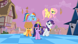 Size: 1280x720 | Tagged: safe, screencap, applejack, fluttershy, rainbow dash, rarity, twilight sparkle, g4, badass