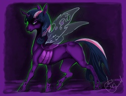 Size: 2100x1595 | Tagged: safe, artist:aspendragon, twilight sparkle, changeling, changeling queen, g4, changelingified, female, queen twilight, solo, species swap, twiling