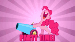 Size: 680x383 | Tagged: safe, edit, edited screencap, screencap, pinkie pie, g4, sweet and elite, animated, balloon, confetti, decoration, female, partillery, party cannon, streamers