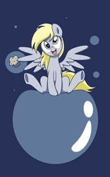 Size: 707x1131 | Tagged: safe, artist:steffy-beff, derpy hooves, pegasus, pony, g4, bubble, cute, female, mare, muffin, smiling, solo