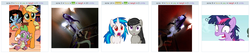 Size: 1332x284 | Tagged: safe, dj pon-3, octavia melody, rarity, twilight sparkle, vinyl scratch, g4, exploitable meme, hoers mask, juxtaposition, juxtaposition win, konami, silent hill