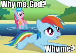 Size: 600x416 | Tagged: safe, edit, edited screencap, screencap, pinkie pie, rainbow dash, g4, griffon the brush off, image macro