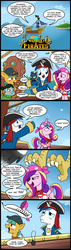 Size: 628x2200 | Tagged: safe, artist:madmax, big macintosh, princess cadance, shining armor, snails, snips, changeling, nymph, pony, unicorn, g4, bicorne, big daddy, bioshock, clothes, comic, eyepatch, female, hat, male, mare, pirate, stallion, warcraft, world of warcraft, world pirates; torrenting the entire world