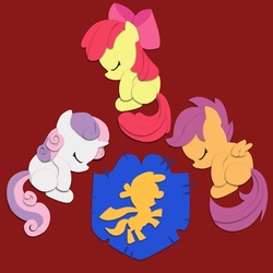 Size: 1200x1200 | Tagged: safe, artist:the-paper-pony, apple bloom, scootaloo, sweetie belle, g4, cutie mark crusaders, sleeping