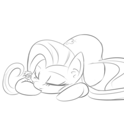 Size: 1000x1000 | Tagged: safe, artist:khorme, fluttershy, rainbow dash, g4, duo, micro, monochrome, sketch, sleeping, tiny