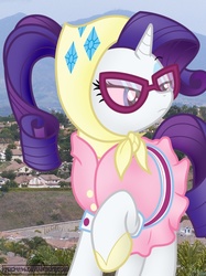 Size: 899x1205 | Tagged: safe, artist:ark9, artist:iflysna94, rarity, pony, g4, camping outfit, female, glasses, solo