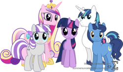 Size: 1600x932 | Tagged: safe, artist:90sigma, night light, princess cadance, shining armor, twilight sparkle, twilight velvet, alicorn, pony, unicorn, g4, brother, daughter, father, father and child, father and daughter, father and daughter-in-law, father and son, female, folded wings, male, mother, mother and child, mother and daughter, mother and daughter-in-law, mother and son, show accurate, simple background, sisters-in-law, sparkle family, transparent background, wings, wings down
