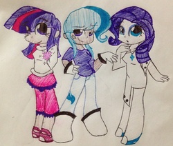 Size: 1673x1418 | Tagged: safe, artist:miss-zi-zi, rarity, trixie, twilight sparkle, human, g4, humanized