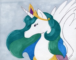 Size: 765x609 | Tagged: safe, artist:jenkiwi, princess celestia, alicorn, pony, g4, female, mare, profile, solo, traditional art