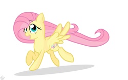 Size: 1920x1200 | Tagged: safe, artist:derpiliciouspony, fluttershy, g4, full body, side view, simple background, solo, spread wings, white background, wings