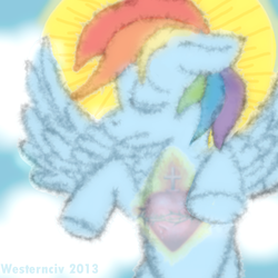 Size: 2000x2000 | Tagged: safe, artist:westernciv, rainbow dash, g4, religion, solo