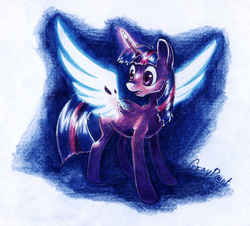 Size: 2469x2229 | Tagged: safe, artist:graypaint, twilight sparkle, alicorn, pony, g4, female, mare, solo, traditional art, twilight sparkle (alicorn)