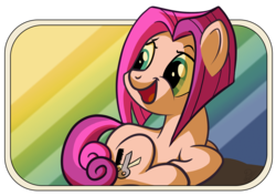 Size: 3863x2737 | Tagged: safe, artist:pirill, vidala swoon, earth pony, pony, g4, female, looking back, mare, sitting, smiling, solo