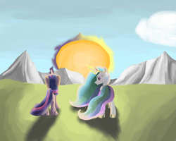 Size: 1500x1200 | Tagged: dead source, safe, artist:20percentcool, princess celestia, twilight sparkle, g4, sun