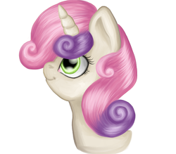 Size: 800x700 | Tagged: safe, artist:miniyume, sweetie belle, g4, bust, looking up, portrait, side view, simple background, solo, white background