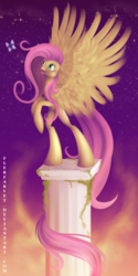 Size: 1064x2121 | Tagged: safe, artist:flerfarvet, fluttershy, butterfly, pegasus, pony, g4, female, mare, rearing