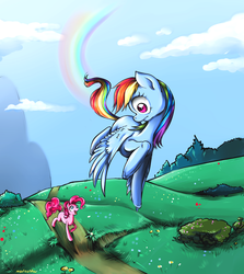 Size: 1579x1771 | Tagged: dead source, safe, artist:matrosha123, pinkie pie, rainbow dash, g4, flying