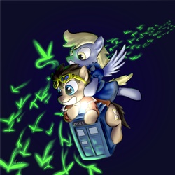Size: 4000x4000 | Tagged: safe, artist:ykchiropter, derpy hooves, doctor whooves, time turner, pegasus, pony, g4, doctor who, female, mare, tardis