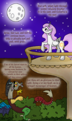 Size: 2160x3600 | Tagged: safe, artist:inkrose98, discord, princess celestia, alicorn, draconequus, pony, g4, balcony, female, male, mare, moon, pink-mane celestia, romeo and juliet, ship:dislestia, shipping, straight, young celestia, young discord