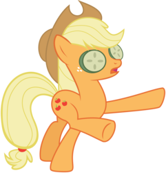 Size: 4653x4833 | Tagged: safe, artist:daydreamsyndrom, applejack, earth pony, pony, g4, absurd resolution, cucumber, silly, silly pony, simple background, svg, transparent background, vector, who's a silly pony