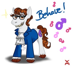 Size: 550x500 | Tagged: safe, austin danger powers, austin powers, clothes, glasses, grin, looking at you, male, male symbol, ponified, shirt, smiling, stallion, standing