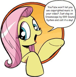 Size: 421x431 | Tagged: safe, idw, fluttershy, pony, friendship is magic #3, g4, my little pony: friendship is magic (idw), bad advice fluttershy, comic sans, exploitable meme, female, meme, solo, youtube