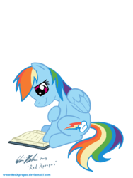 Size: 1603x2132 | Tagged: safe, artist:redapropos, rainbow dash, pegasus, pony, g4, book, female, mare, reading, simple background, solo, transparent background