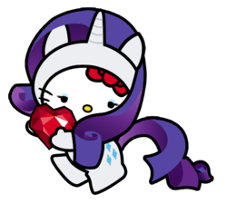 Size: 600x540 | Tagged: safe, rarity, cat, g4, fire ruby, hello kitty, hello kitty (character), kitty white, my little kitty, sanrio, simple background, transparent background