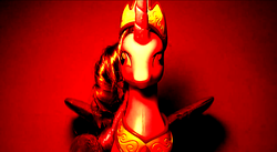 Size: 1349x739 | Tagged: safe, princess celestia, g4, burning, derp, merchandise, nightmare, soul stare celestia